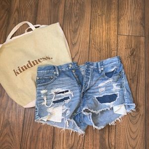 American eagle ripped jean shorts